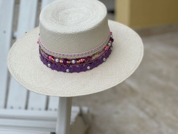 decorated hat, hats decorated in Colombia, personalized hats made from iraca palm, handmade hats with embroidery, test1234, Decorated Womens Cordobes Hat