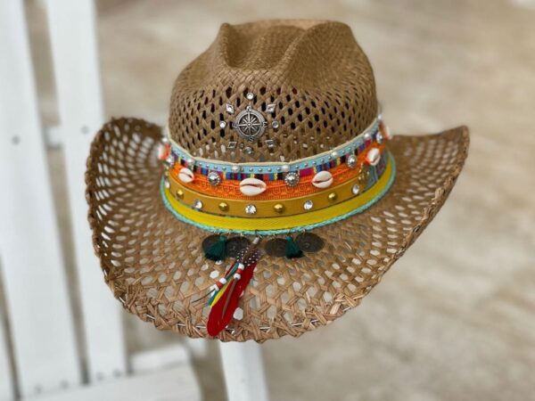 decorated hat, hats decorated in Colombia, personalized hats made from iraca palm, handmade hats with embroidery, test1234, Decorated Womens Vented Hat