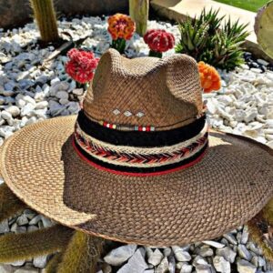 decorated hat, hats decorated in Colombia, personalized hats made from iraca palm, handmade hats with embroidery, test1234, Handmade Indiana Hat For Men