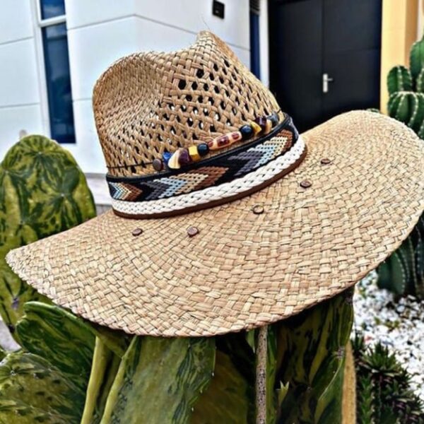 decorated hat, hats decorated in Colombia, personalized hats made from iraca palm, handmade hats with embroidery, test1234, Handmade Indiana Hat For Men