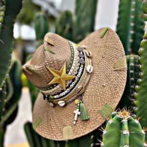 decorated hat, hats decorated in Colombia, personalized hats made from iraca palm, handmade hats with embroidery, test1234, Indiana Tribe Hat