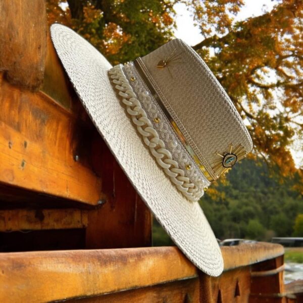 decorated hat, hats decorated in Colombia, personalized hats made from iraca palm, handmade hats with embroidery, test1234, Jaipur Cordobes Hat In Natural Color