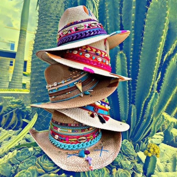 decorated hat, hats decorated in Colombia, personalized hats made from iraca palm, handmade hats with embroidery, test1234, Mens Indiana Tribe Hat
