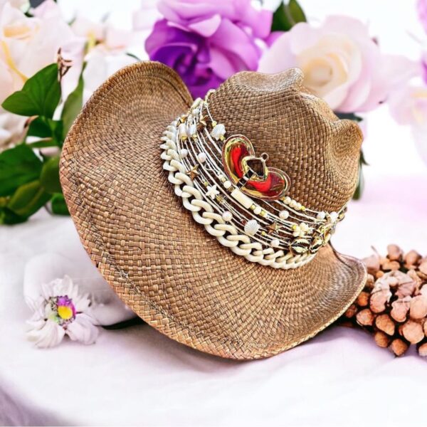 decorated hat, hats decorated in Colombia, personalized hats made from iraca palm, handmade hats with embroidery, test1234, Pre Columbian Brown Cowboy Hat