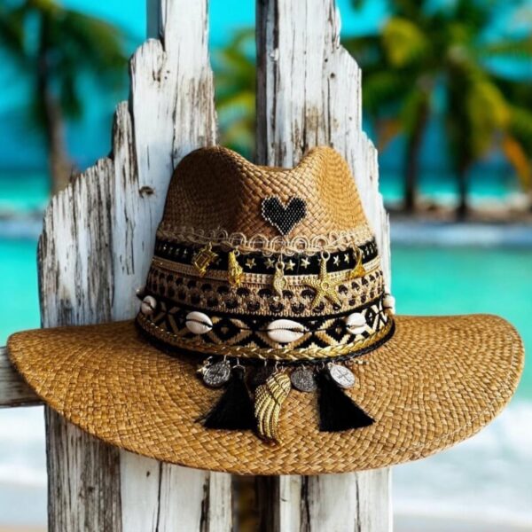 decorated hat, hats decorated in Colombia, personalized hats made from iraca palm, handmade hats with embroidery, test1234, Rock Indiana Hat