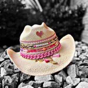 decorated hat, hats decorated in Colombia, personalized hats made from iraca palm, handmade hats with embroidery, test1234, Womens Custom Pink Cowboy Hat