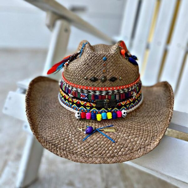 decorated hat, hats decorated in Colombia, personalized hats made from iraca palm, handmade hats with embroidery, test1234, Womens Decorated Cowboy Hat