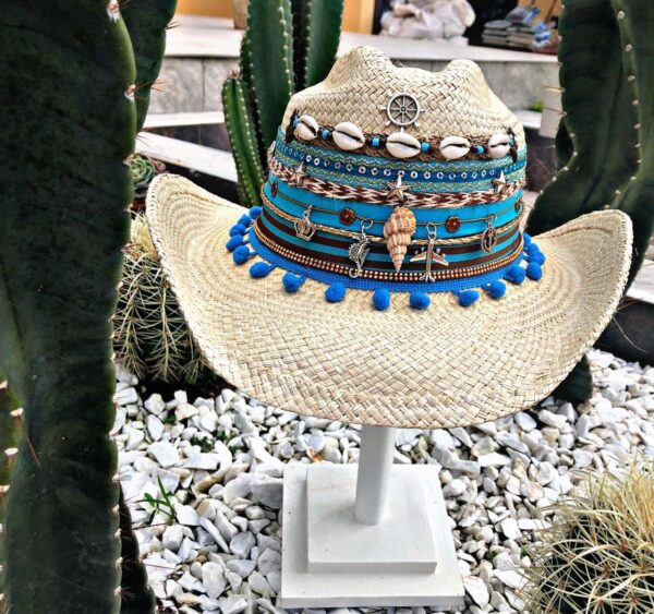 decorated hat, hats decorated in Colombia, personalized hats made from iraca palm, handmade hats with embroidery, test1234, Womens Decorated Cowboy Hat