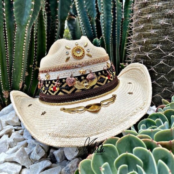 decorated hat, hats decorated in Colombia, personalized hats made from iraca palm, handmade hats with embroidery, test1234, Womens Decorated Cowboy Hat