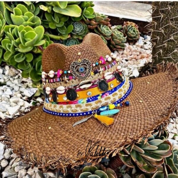 decorated hat, hats decorated in Colombia, personalized hats made from iraca palm, handmade hats with embroidery, test1234, Womens Decorated Frayed Indiana Hat