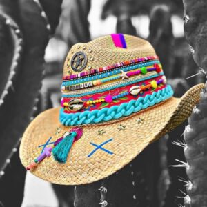 decorated hat, hats decorated in Colombia, personalized hats made from iraca palm, handmade hats with embroidery, test1234, Womens Handwoven Cowboy Hat