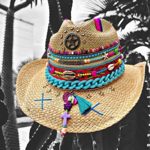 decorated hat, hats decorated in Colombia, personalized hats made from iraca palm, handmade hats with embroidery, test1234, Womens Handwoven Cowboy Hat