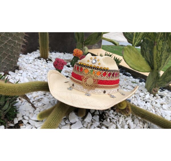 decorated hat, hats decorated in Colombia, personalized hats made from iraca palm, handmade hats with embroidery, test1234, Womens Handwoven Cowboy Hat