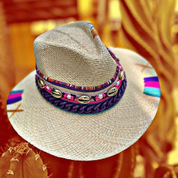 decorated hat, hats decorated in Colombia, personalized hats made from iraca palm, handmade hats with embroidery, test1234, Womens Indiana Tribe Hat