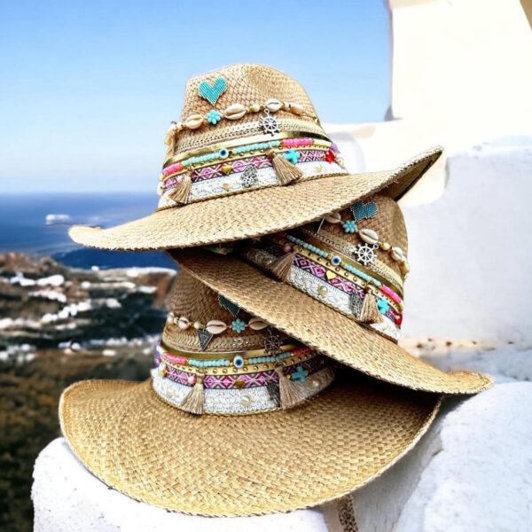 decorated hat, hats decorated in Colombia, personalized hats made from iraca palm, handmade hats with embroidery, test1234, Heart Power Indiana Hat 002