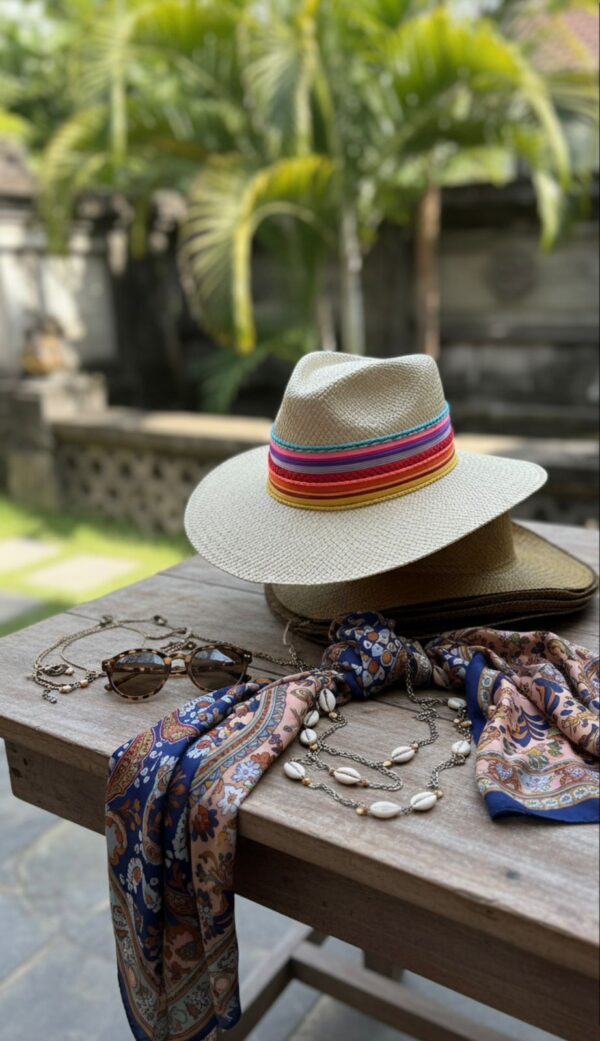 decorated hat, hats decorated in Colombia, personalized hats made from iraca palm, handmade hats with embroidery, test1234, Indiana Hat Colour Splash in Natural Color - Image 7