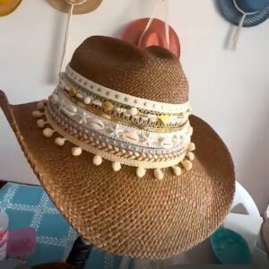 Brown Ali Custom Cowboy Hat decorated hat, hats decorated in Colombia, personalized hats made from iraca palm, handmade hats with embroidery, test1234, Brown Ali Custom Cowboy Hat