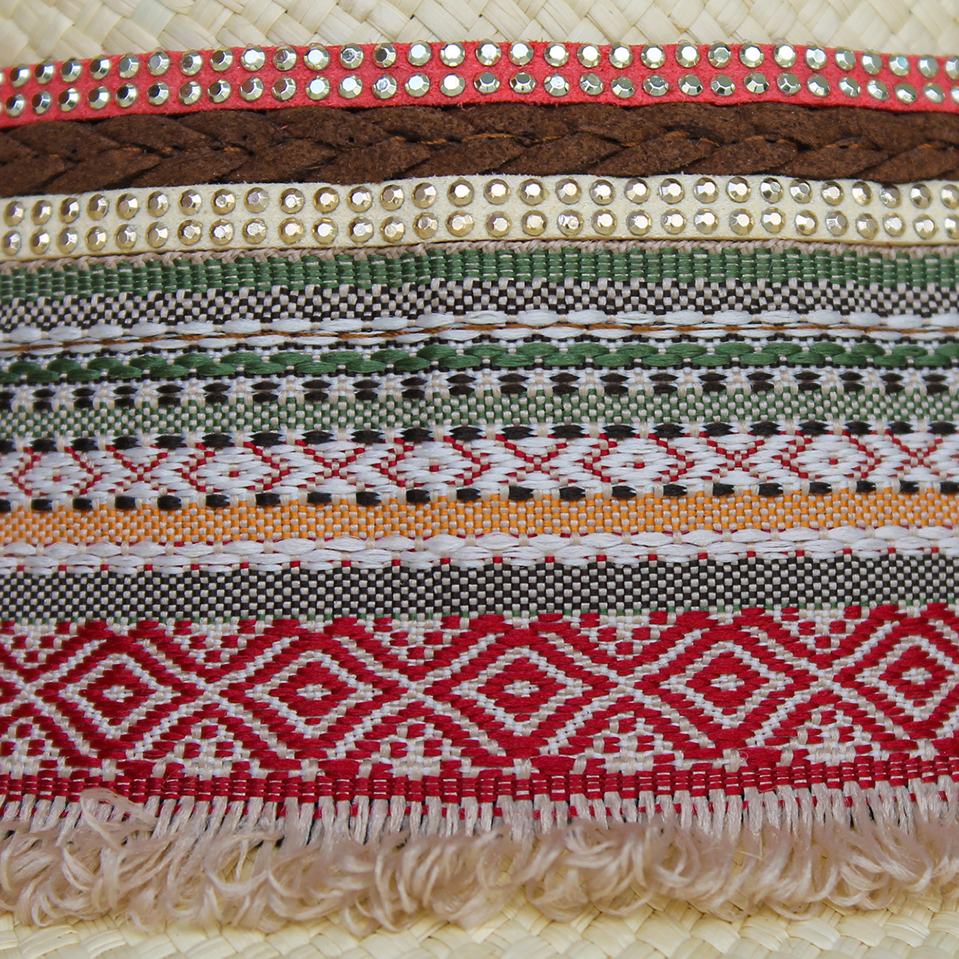 Natural Color Borsalino Hat with Boho Travel Indi Fringe Decoration Natural Color Borsalino Hat with Boho Travel Indi Fringe Decoration