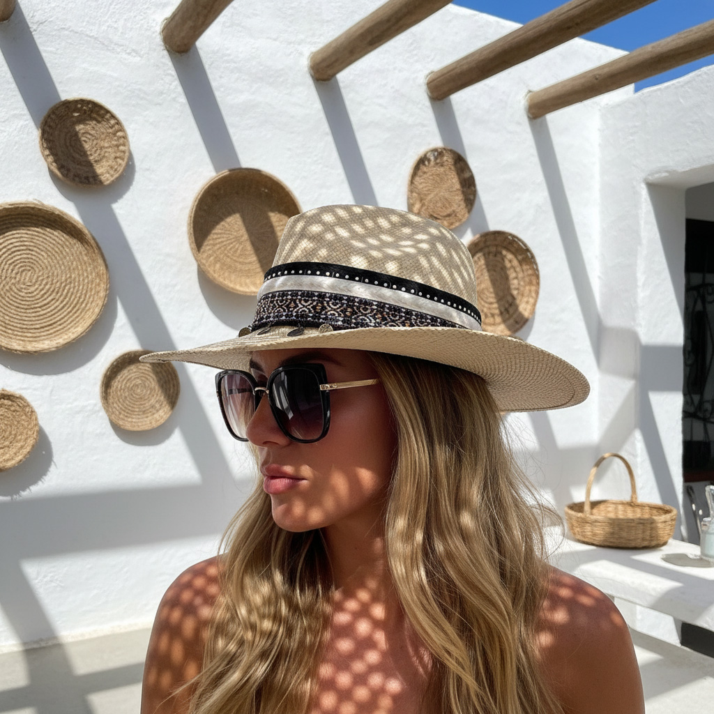 Natural Color Borsalino Hat with Boho Travel Moroccan Coins Decoration Natural Color Borsalino Hat with Boho Travel Indi Fringe Decoration (Copy) — Hat Size: 55.5 cm